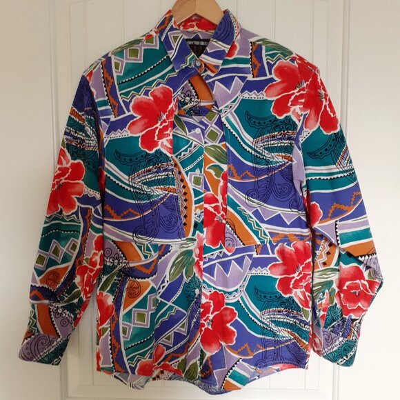 Vintage Frontier Series Faux Bolero Button Up Western Shirt Neck Cutout Size XL - Picture 13 of 13